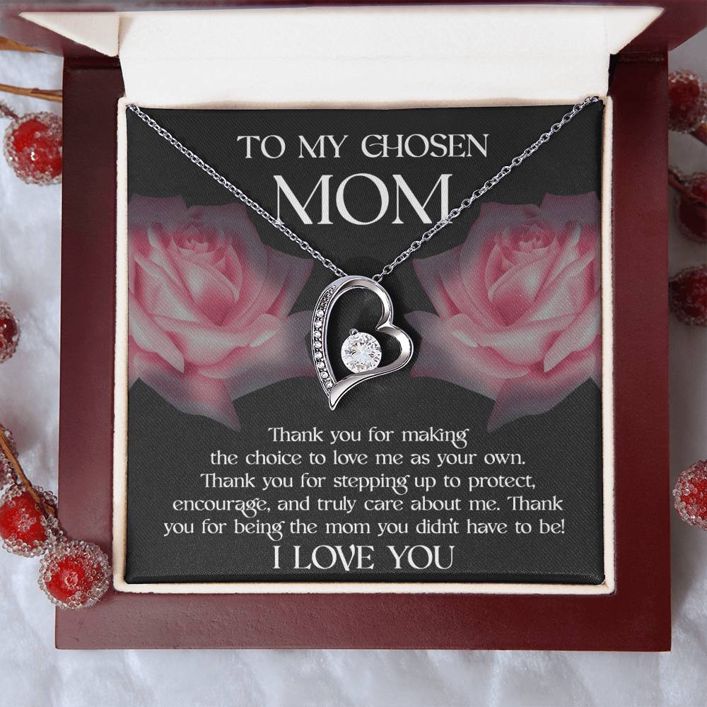 To my Chosen Mom Love Heart Necklace