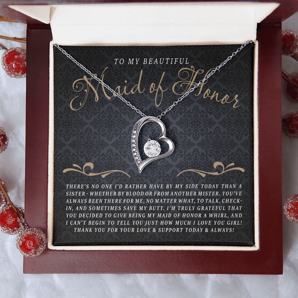To My Beatiful Maid of Honor | Love Heart Necklace
