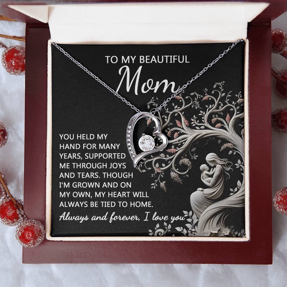 To My Beautiful Mom Love Heart Necklace