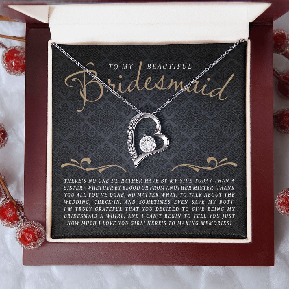 To My Beautiful Bridesmaid, I'm Tryly Grateful | Love Heart Necklace