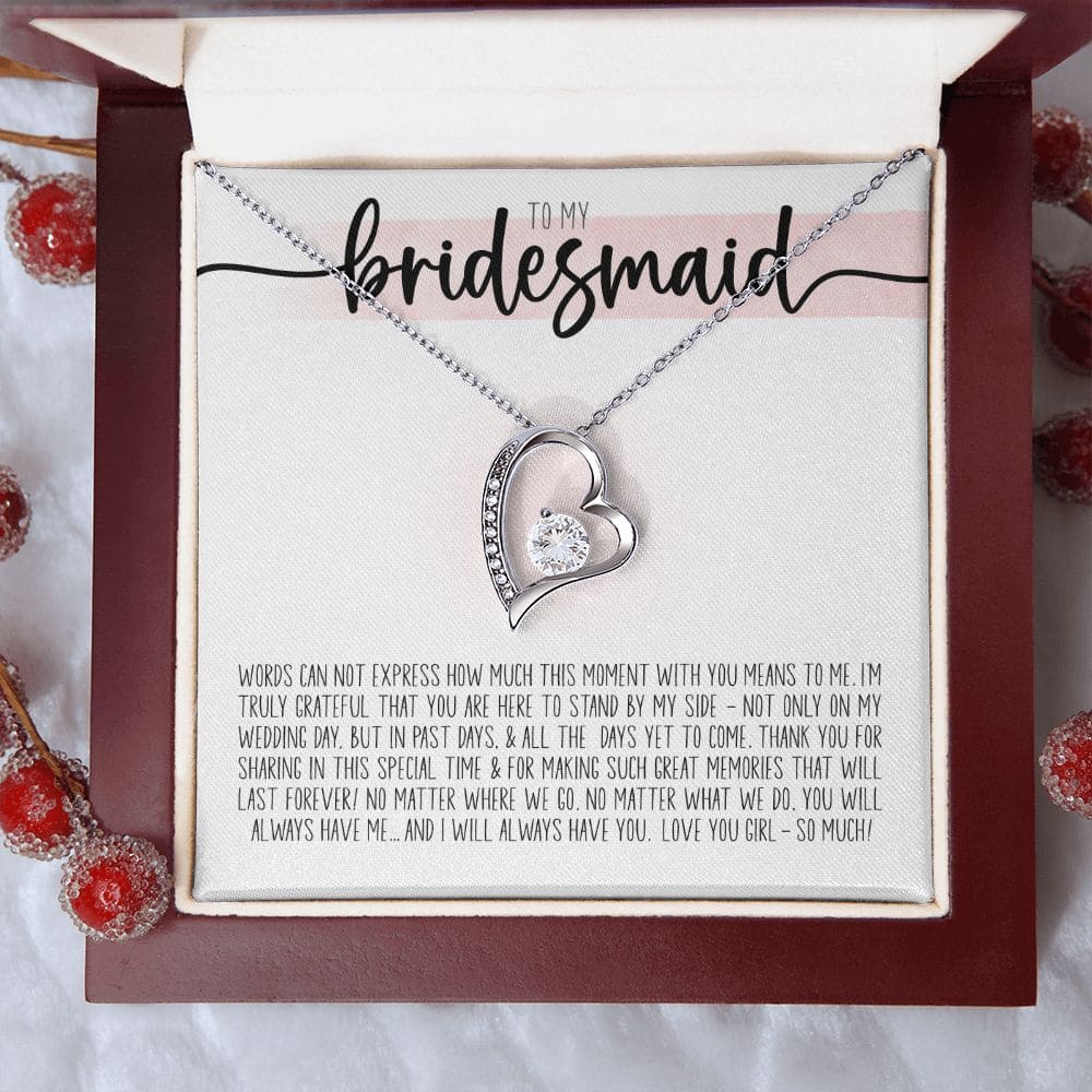 To My Bridesmaid, Last Forever | Love Heart Necklace