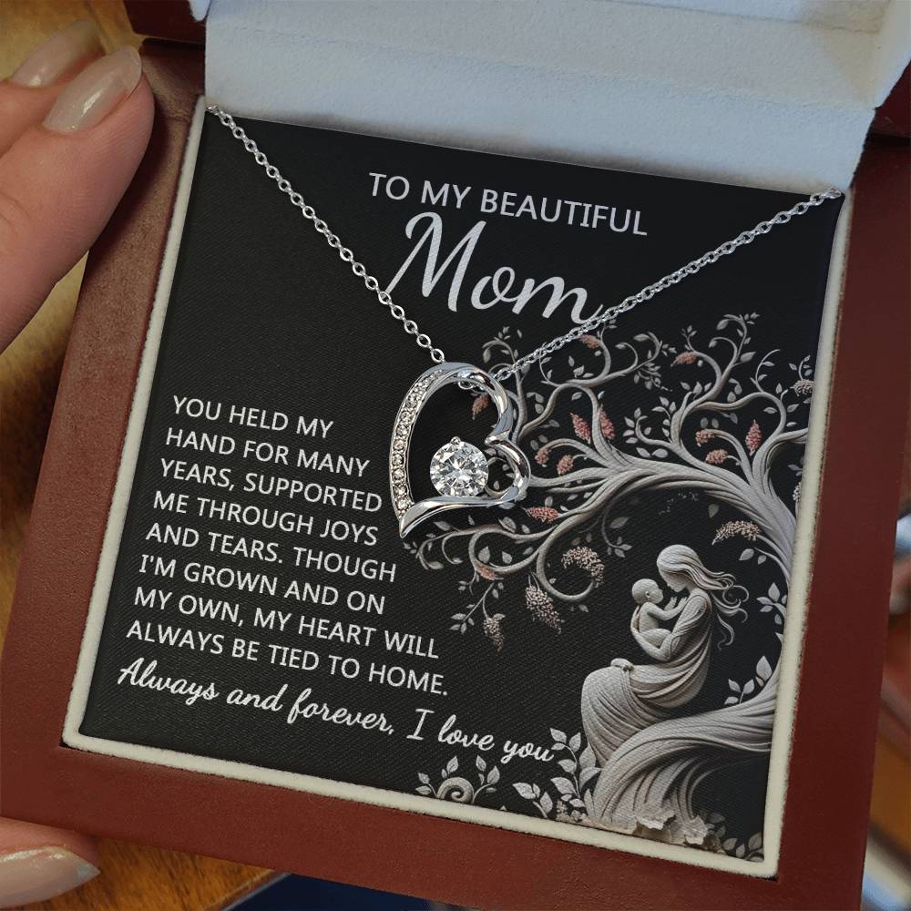 To My Beautiful Mom Love Heart Necklace