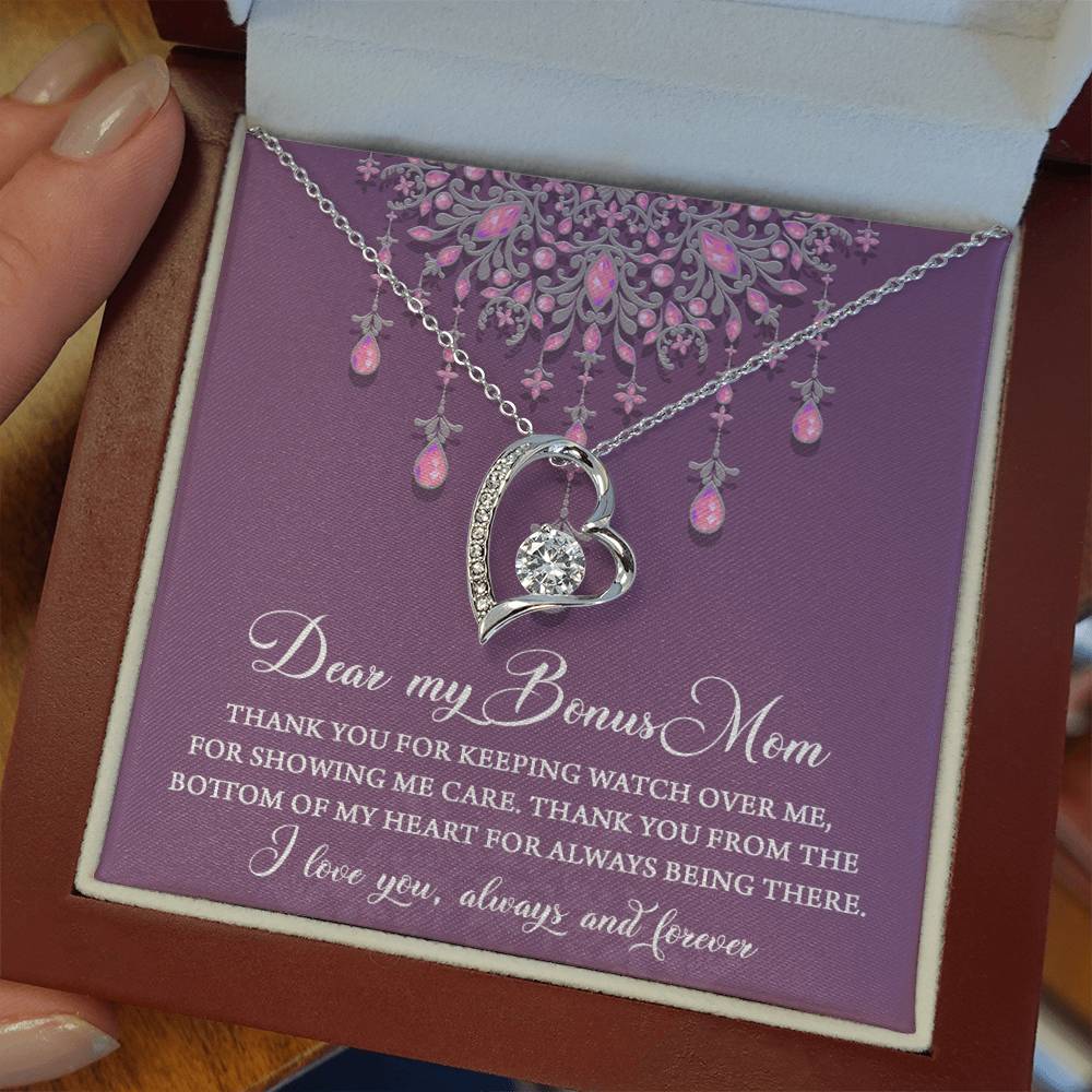 Dear my Bonus Mom Love Heart Necklace