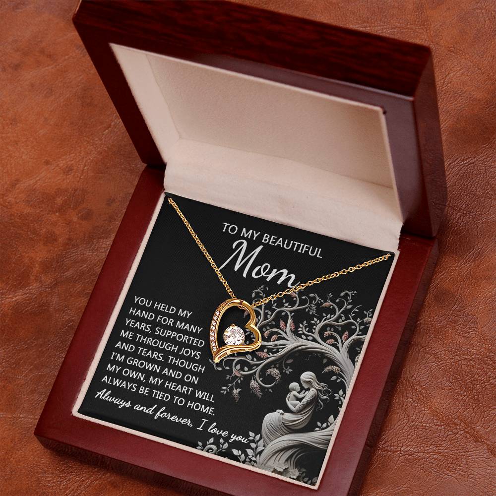 To My Beautiful Mom Love Heart Necklace