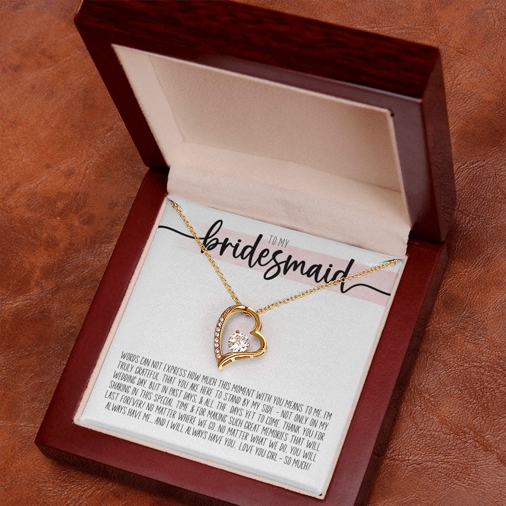To My Bridesmaid, Last Forever | Love Heart Necklace