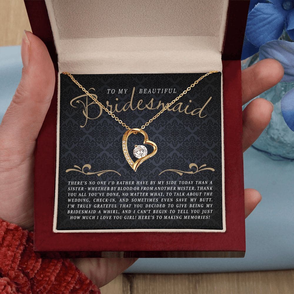 To My Beautiful Bridesmaid, I'm Tryly Grateful | Love Heart Necklace
