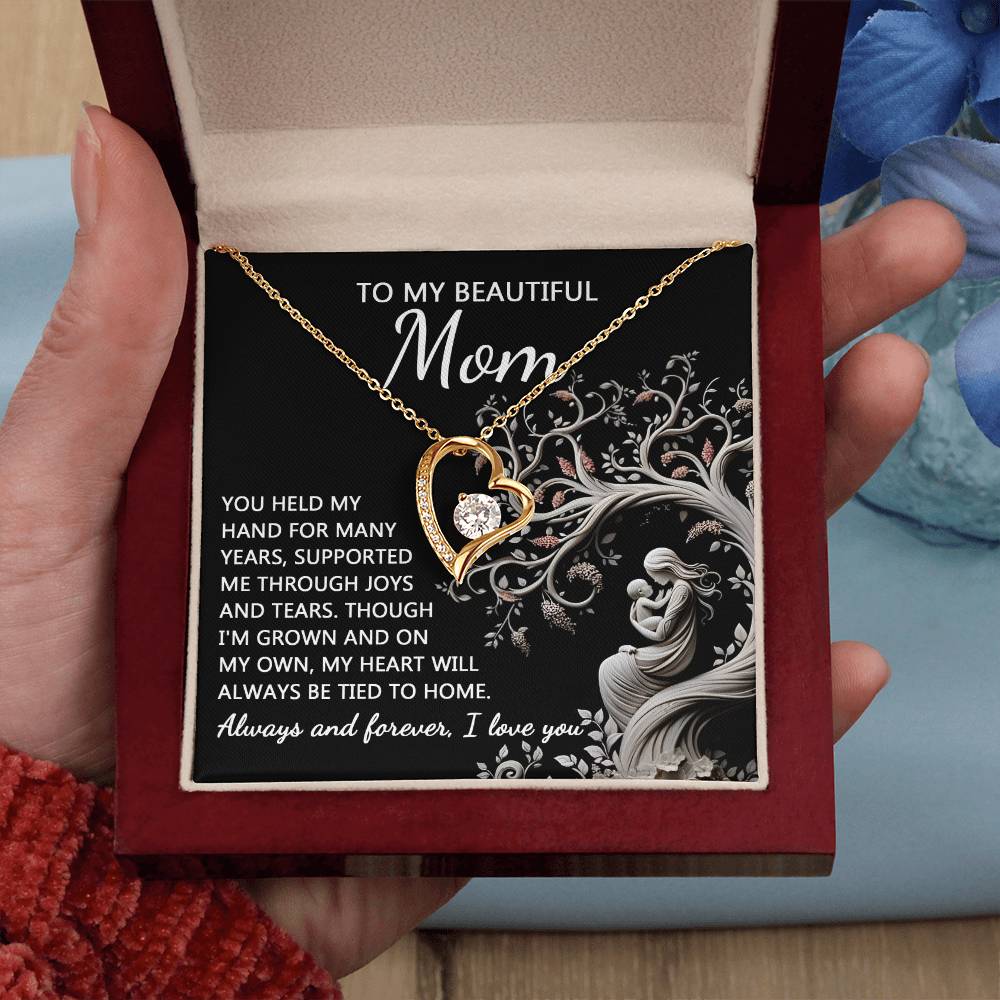 To My Beautiful Mom Love Heart Necklace