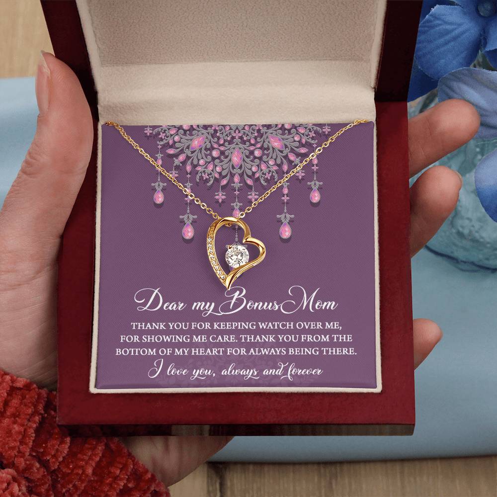 Dear my Bonus Mom Love Heart Necklace