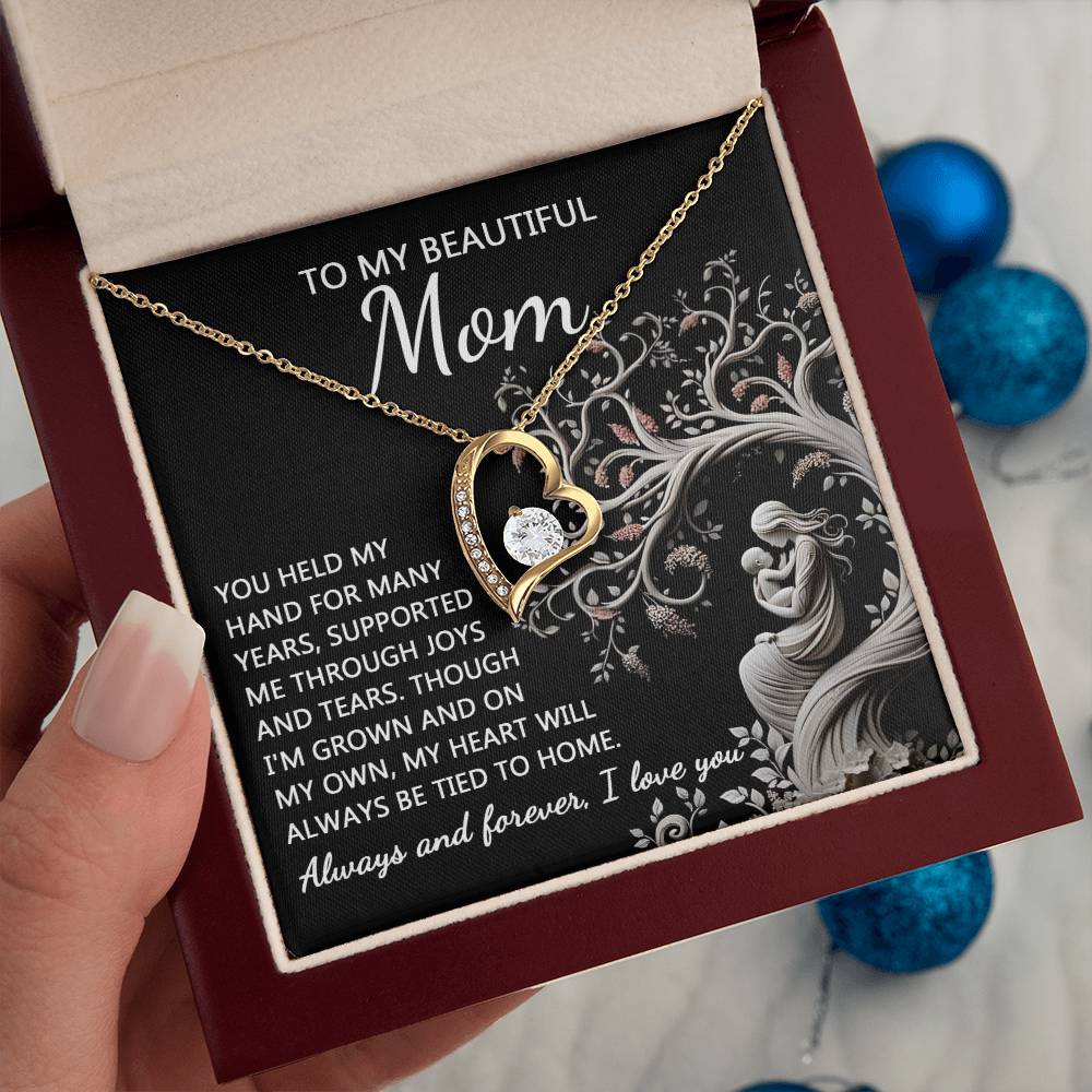 To My Beautiful Mom Love Heart Necklace
