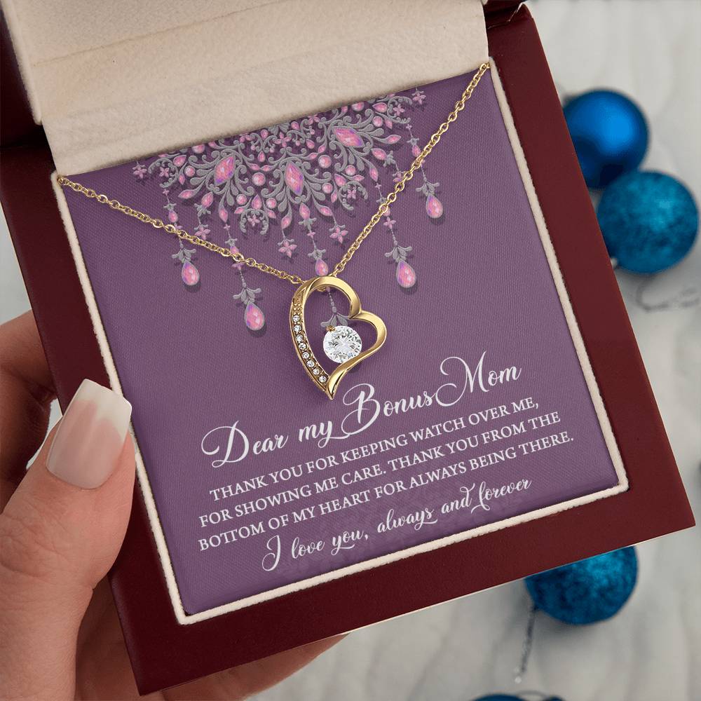 Dear my Bonus Mom Love Heart Necklace