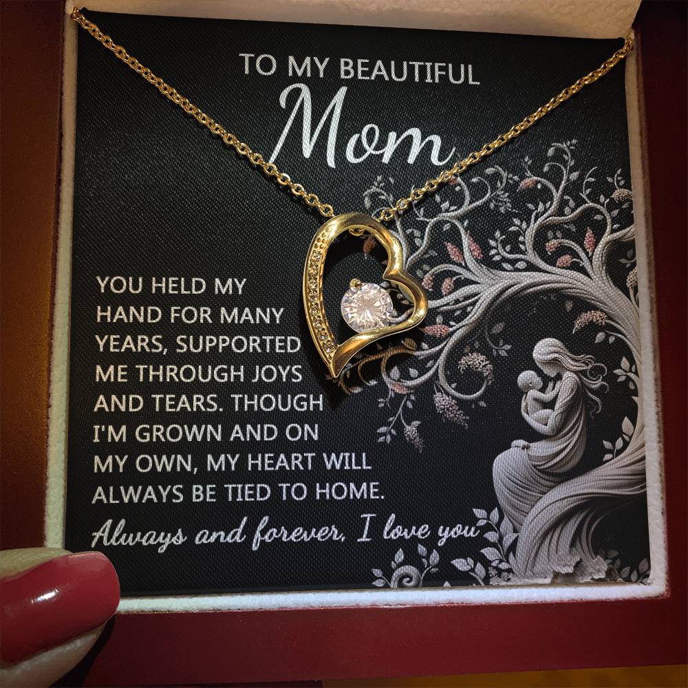 To My Beautiful Mom Love Heart Necklace
