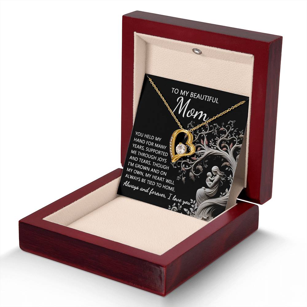 To My Beautiful Mom Love Heart Necklace