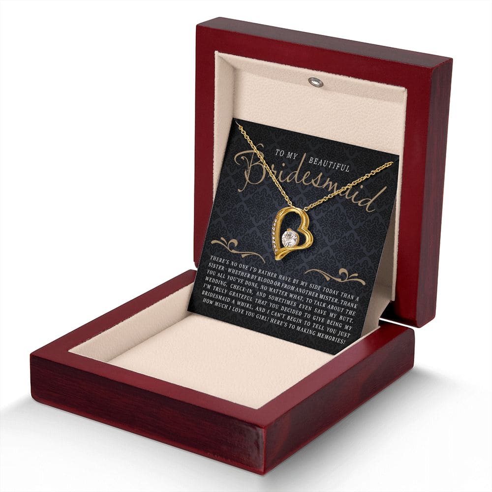 To My Beautiful Bridesmaid, I'm Tryly Grateful | Love Heart Necklace