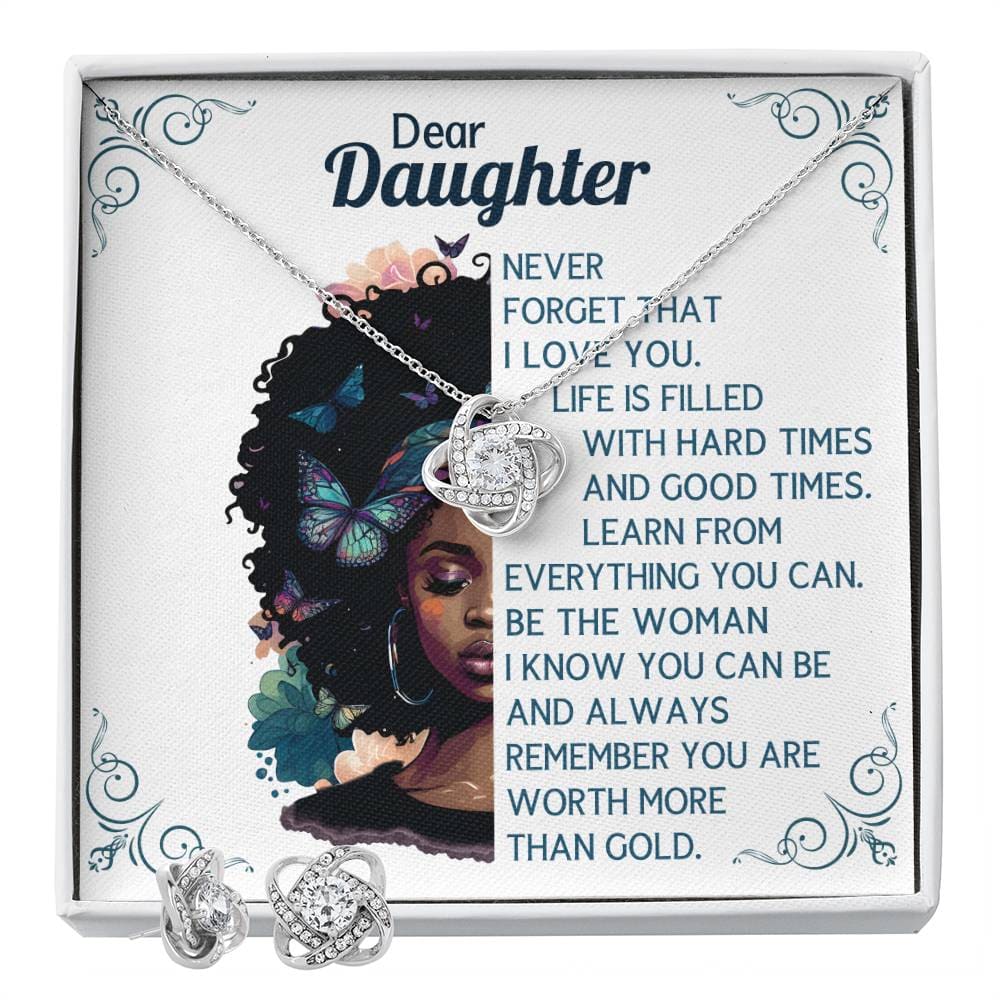 Dear Daughter worth more than Gold, Earring & Necklace Set