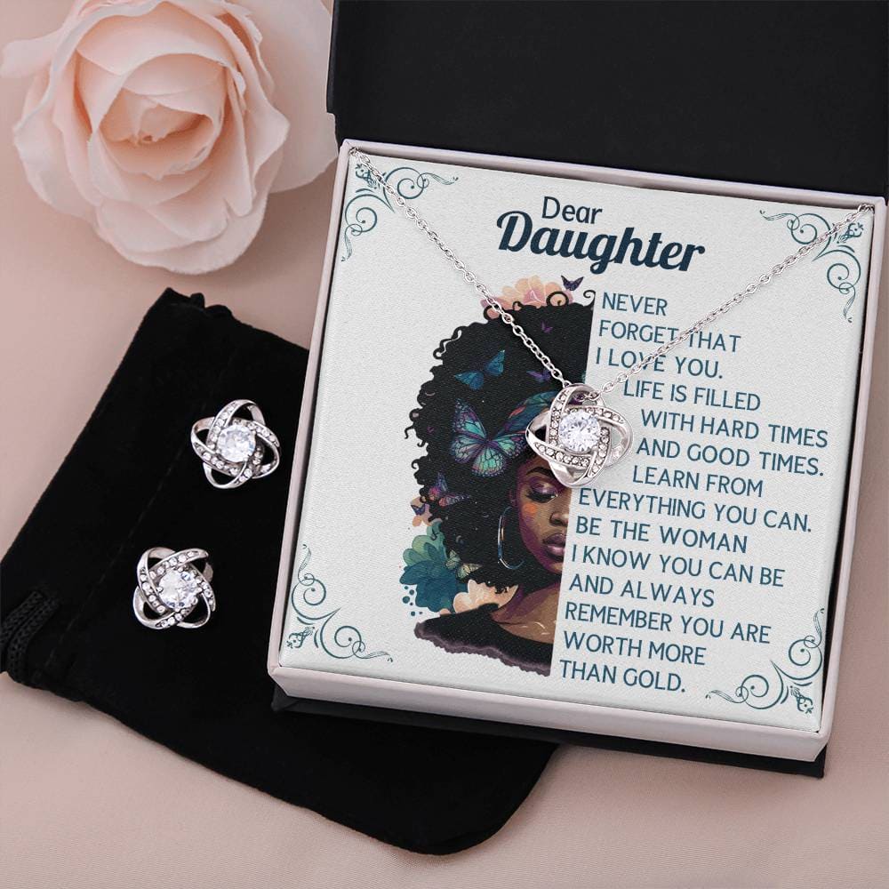 Dear Daughter worth more than Gold, Earring & Necklace Set