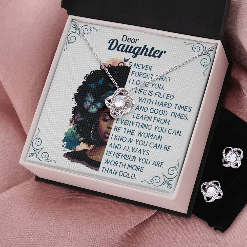Dear Daughter worth more than Gold, Earring & Necklace Set