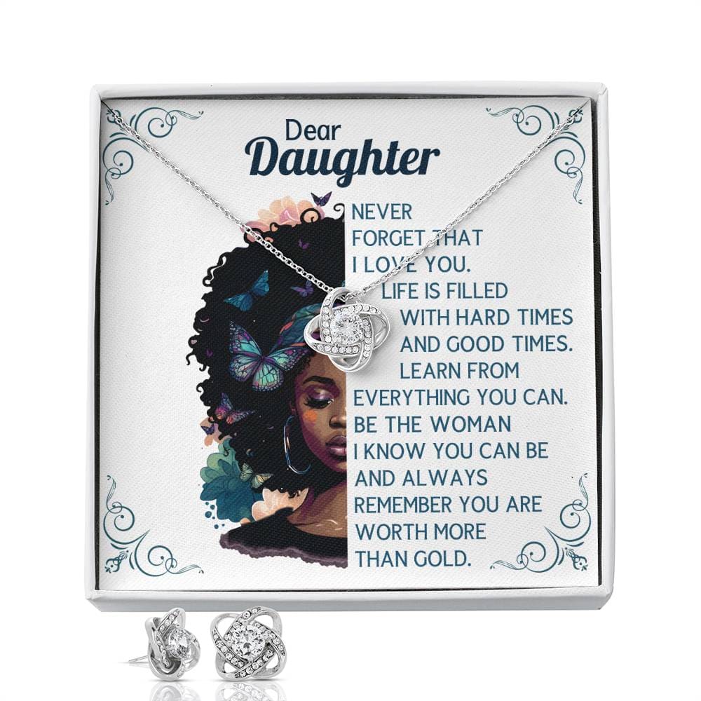 Dear Daughter worth more than Gold, Earring & Necklace Set