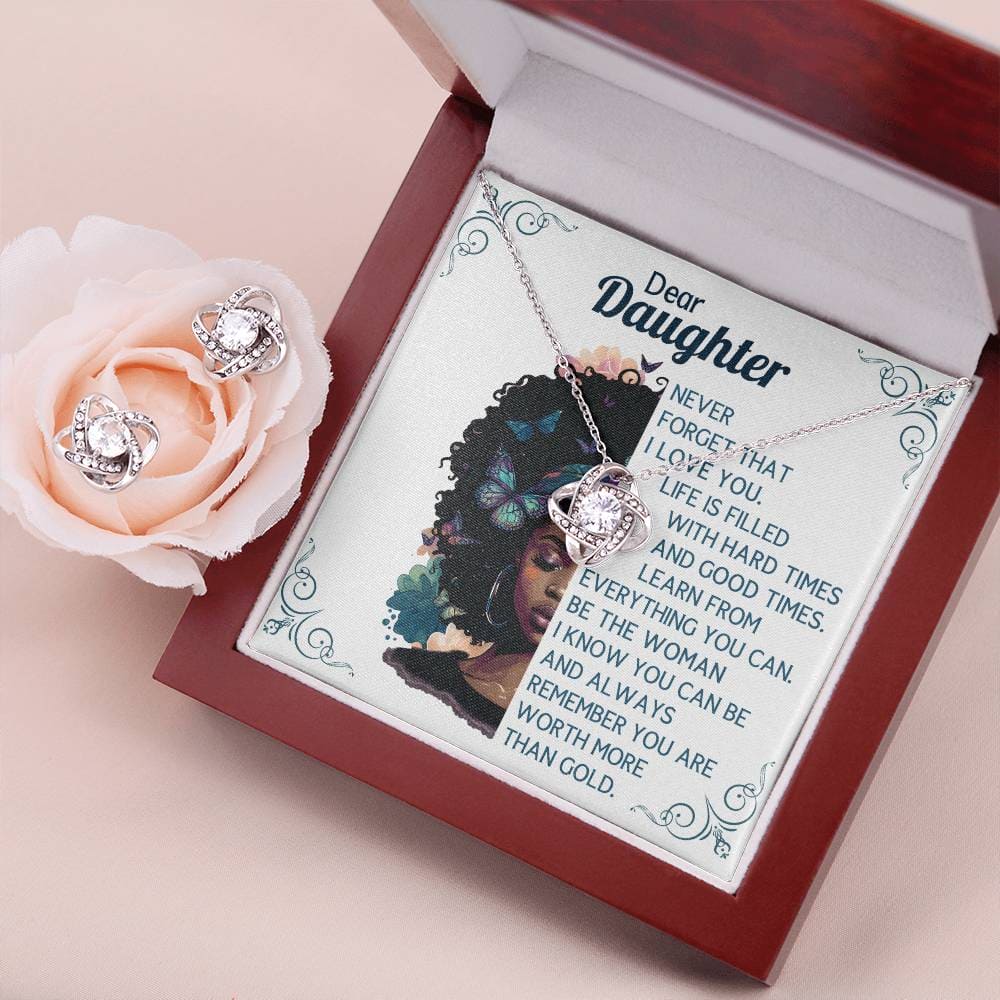 Dear Daughter worth more than Gold, Earring & Necklace Set