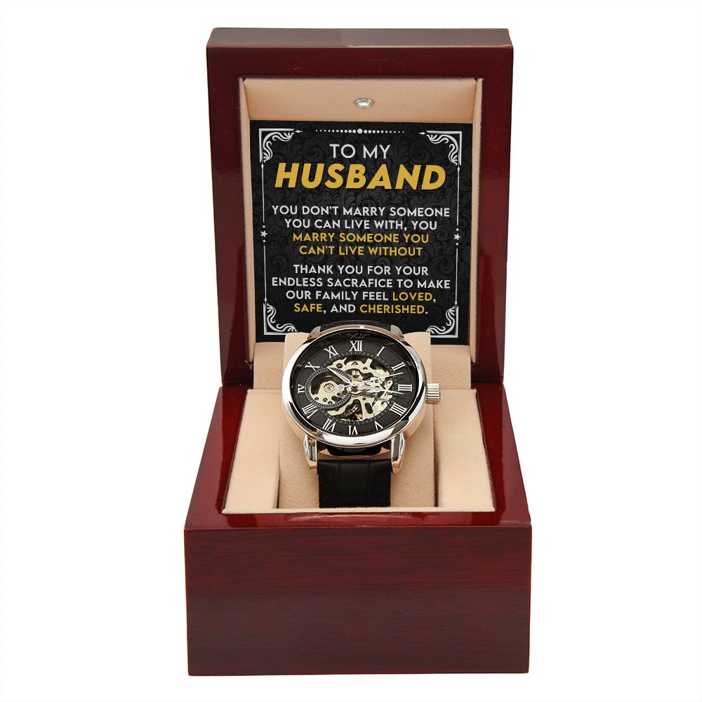 To My Husband - Can't Live Without you | Men's Openwork Watch