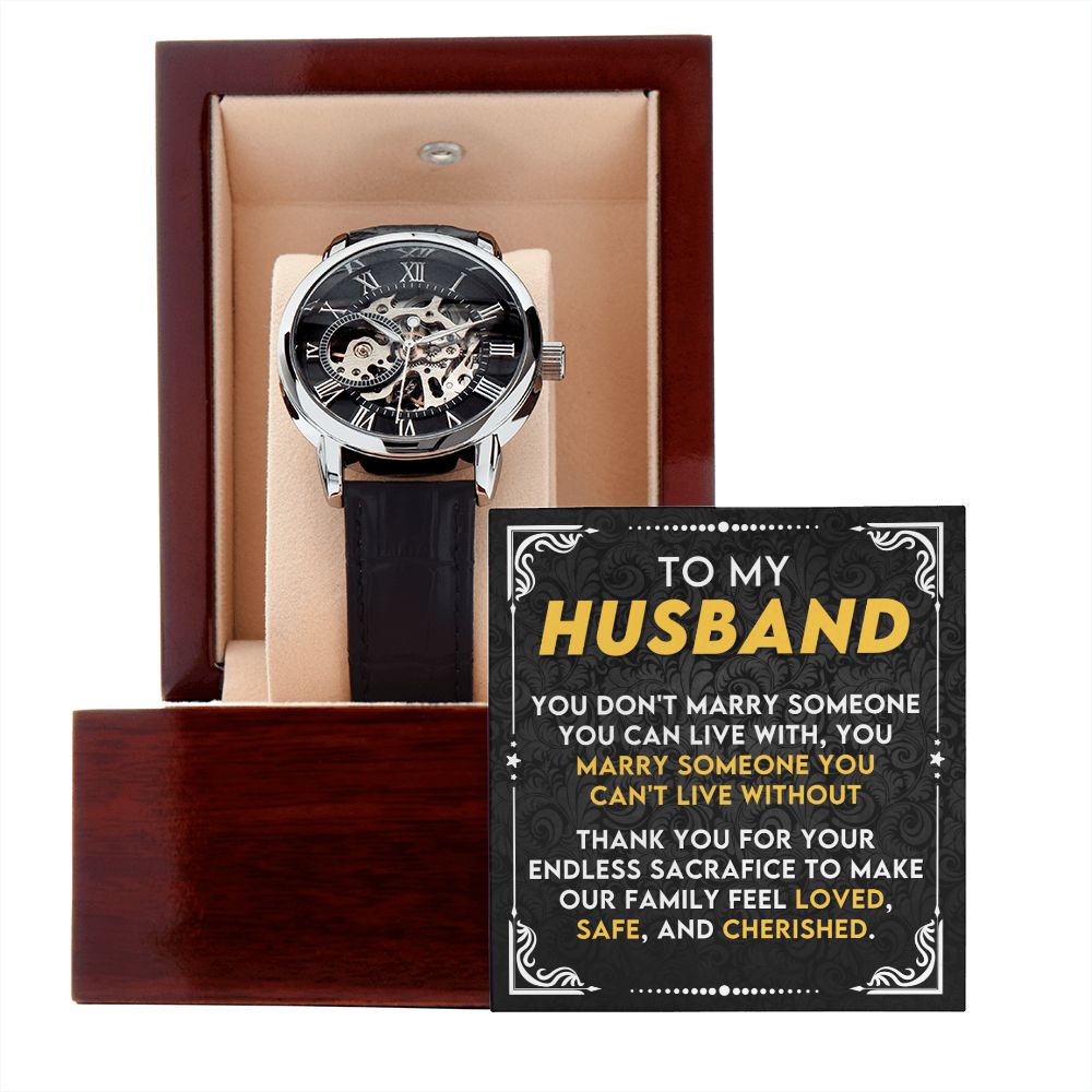 To My Husband - Can't Live Without you | Men's Openwork Watch