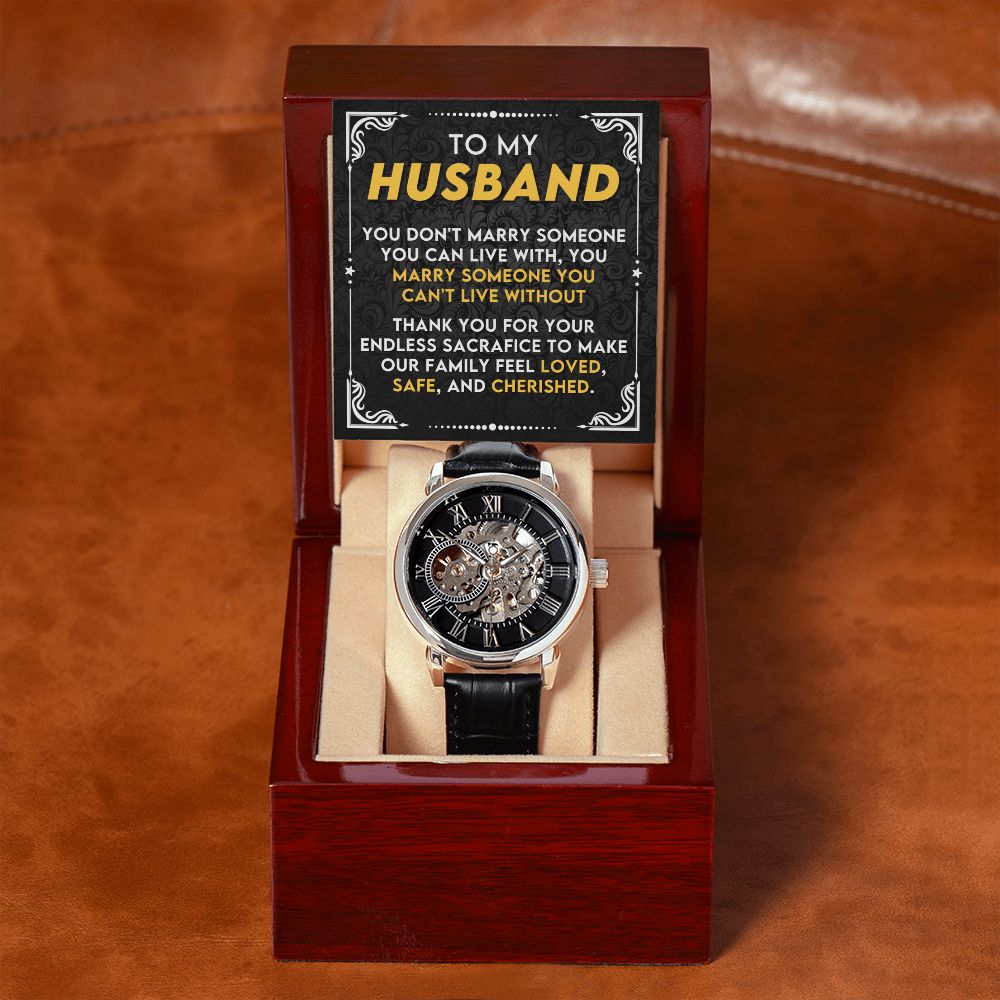 To My Husband - Can't Live Without you | Men's Openwork Watch