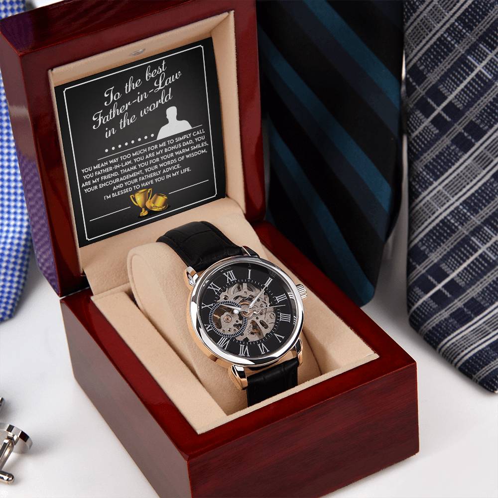 To the Best Father-In-Law in the World: Openwork Watch