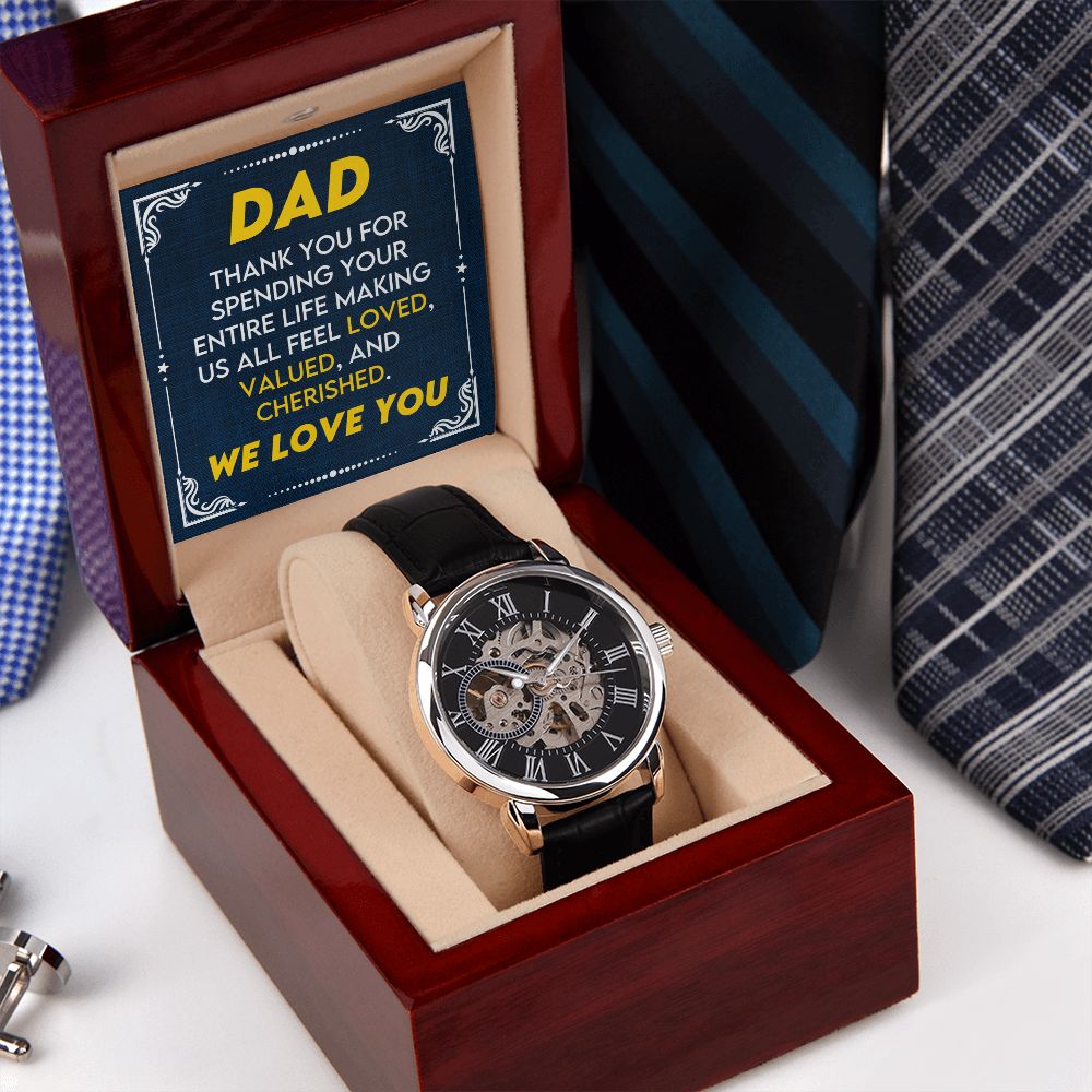 Dad, We Love You | Men's Openwork Watch