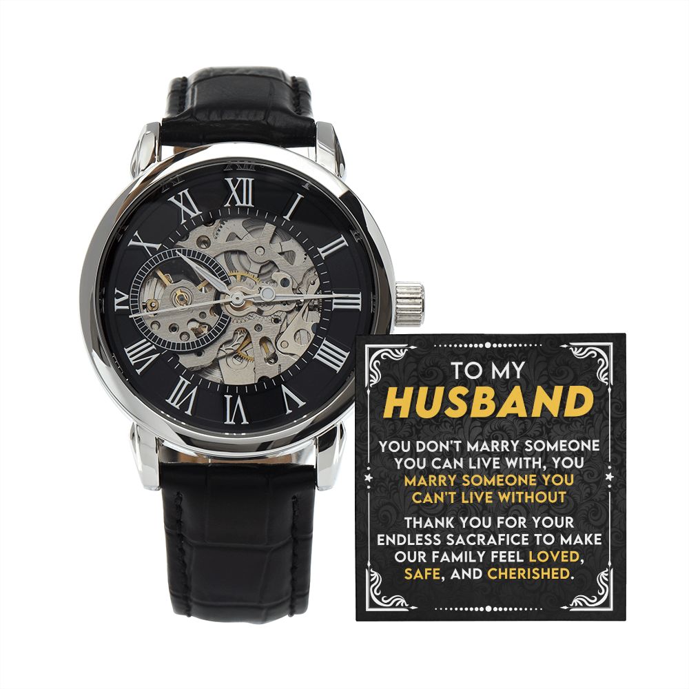 To My Husband - Can't Live Without you | Men's Openwork Watch
