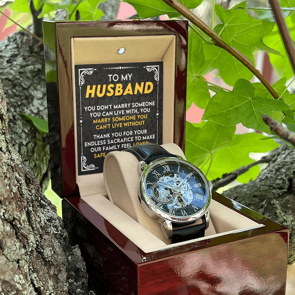 To My Husband - Can't Live Without you | Men's Openwork Watch