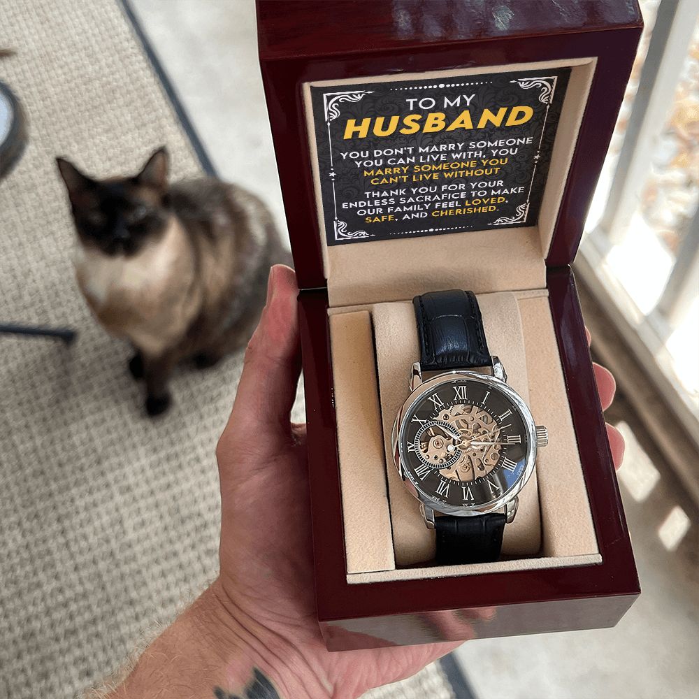 To My Husband - Can't Live Without you | Men's Openwork Watch