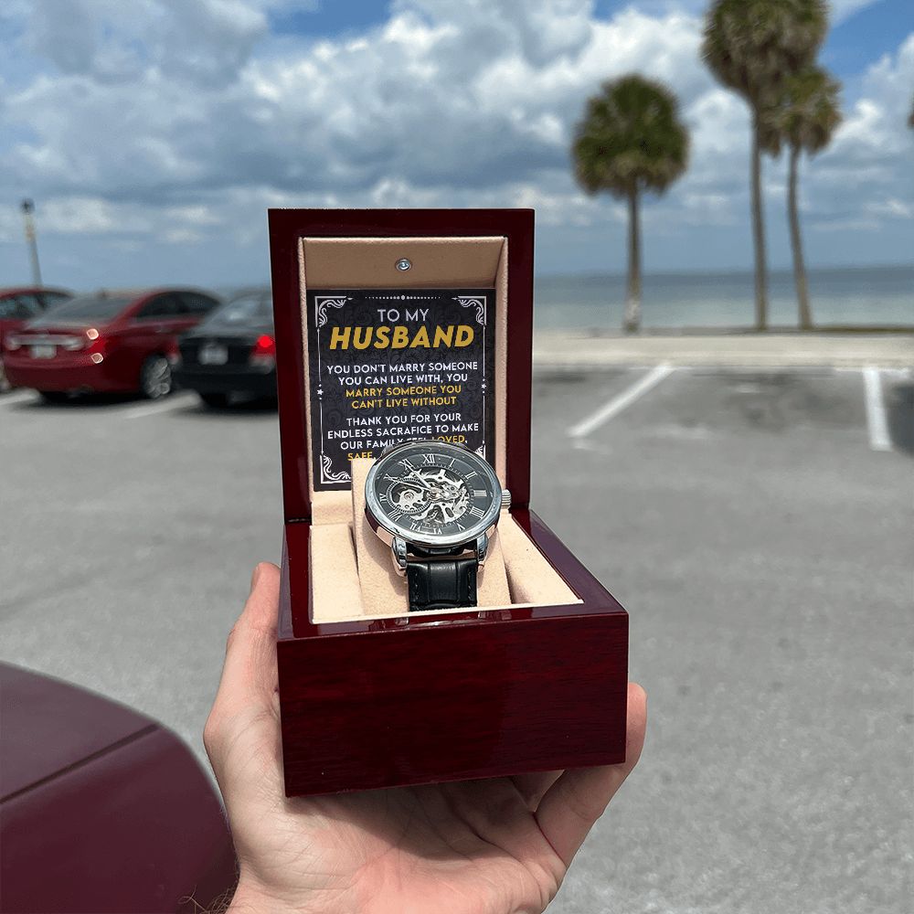 To My Husband - Can't Live Without you | Men's Openwork Watch