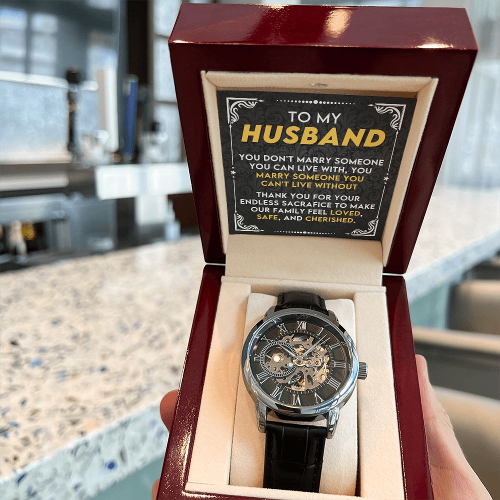 To My Husband - Can't Live Without you | Men's Openwork Watch