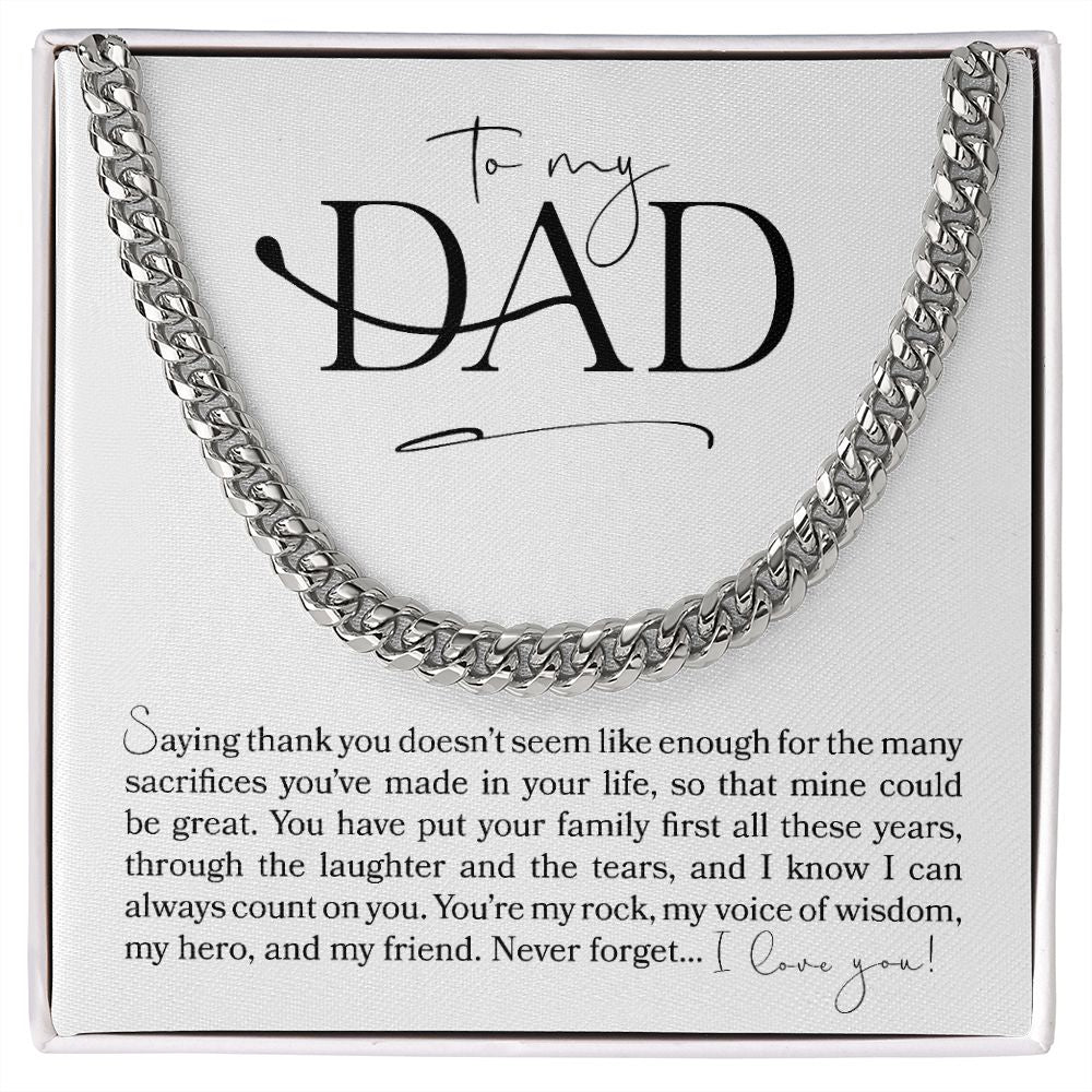 To My Dad, Thank You | Cuban Link Chain