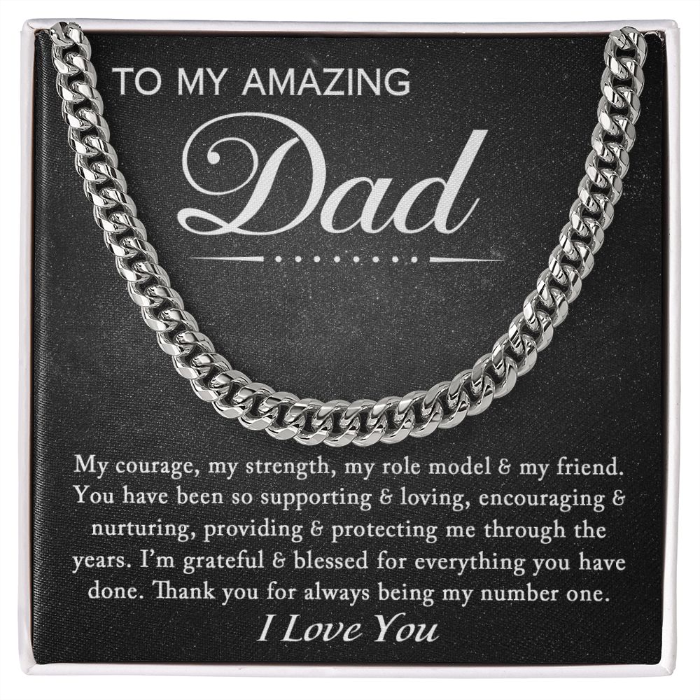To My Amazing Dad - Grateful and Blessed | Cuban Link Chain