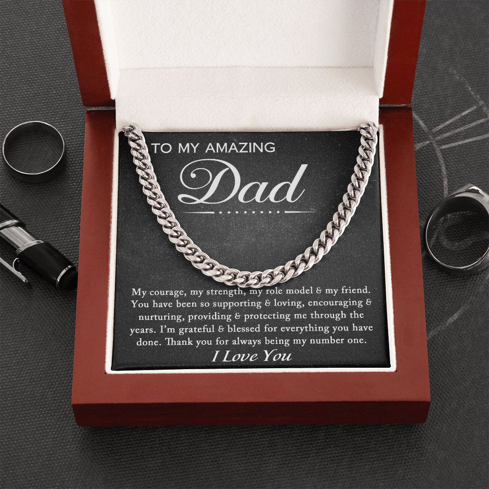 To My Amazing Dad - Grateful and Blessed | Cuban Link Chain
