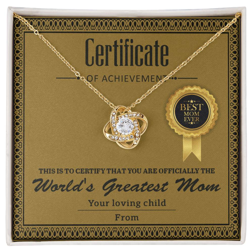 Mom Certificate Of Achievement Necklace