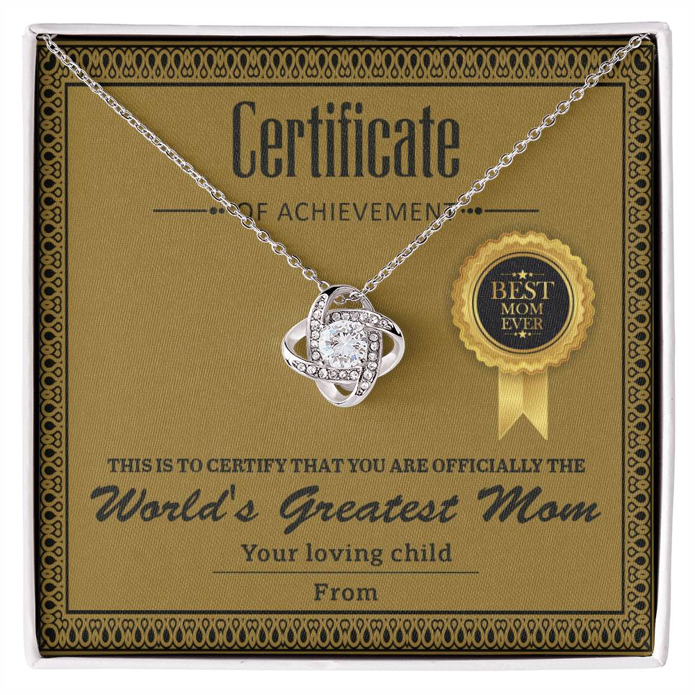 Mom Certificate Of Achievement Necklace