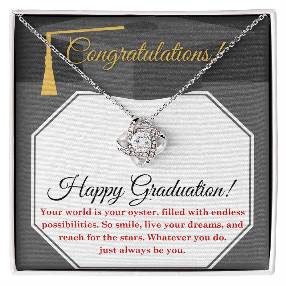 Happy Graduation, Your world is your oyster Necklace