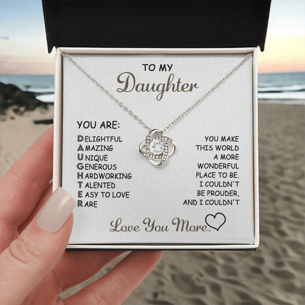 Daughter-Love You More Love Knot Necklace