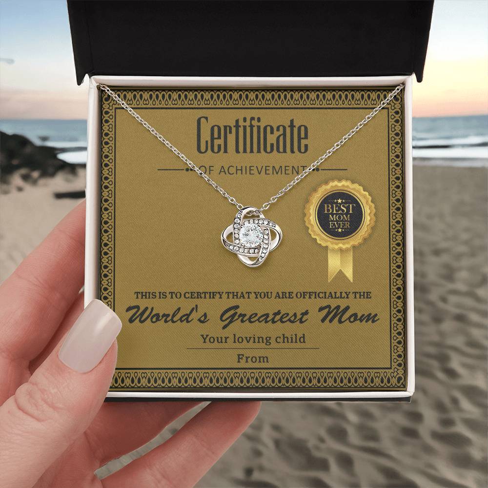 Mom Certificate Of Achievement Necklace