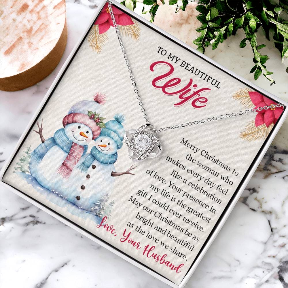 To My Beautiful Wife Christmas Necklace