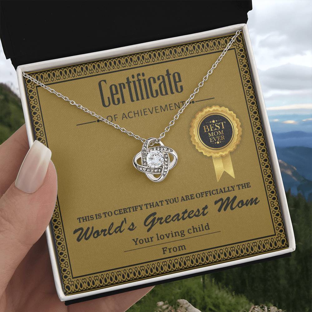 Mom Certificate Of Achievement Necklace