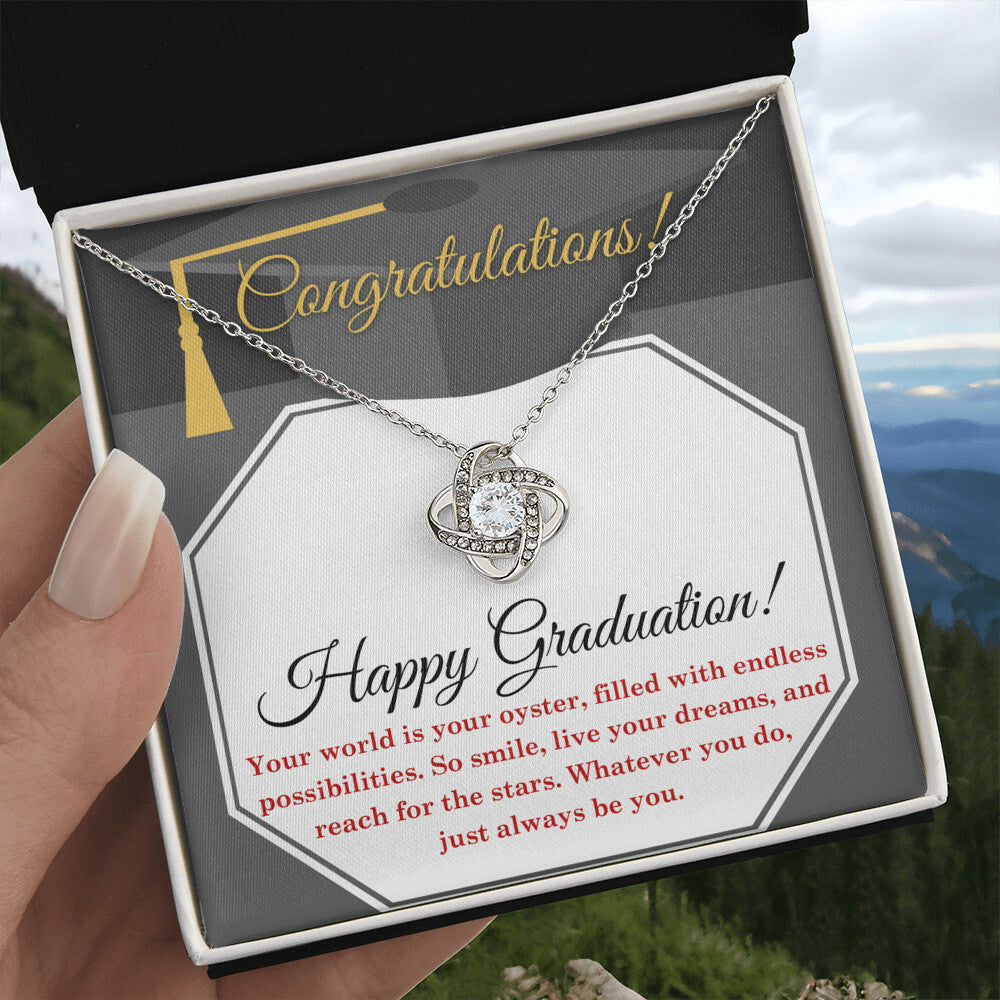 Happy Graduation, Your world is your oyster Necklace