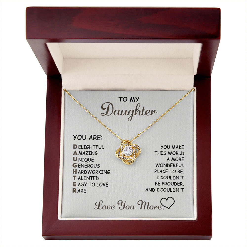 Daughter-Love You More Love Knot Necklace