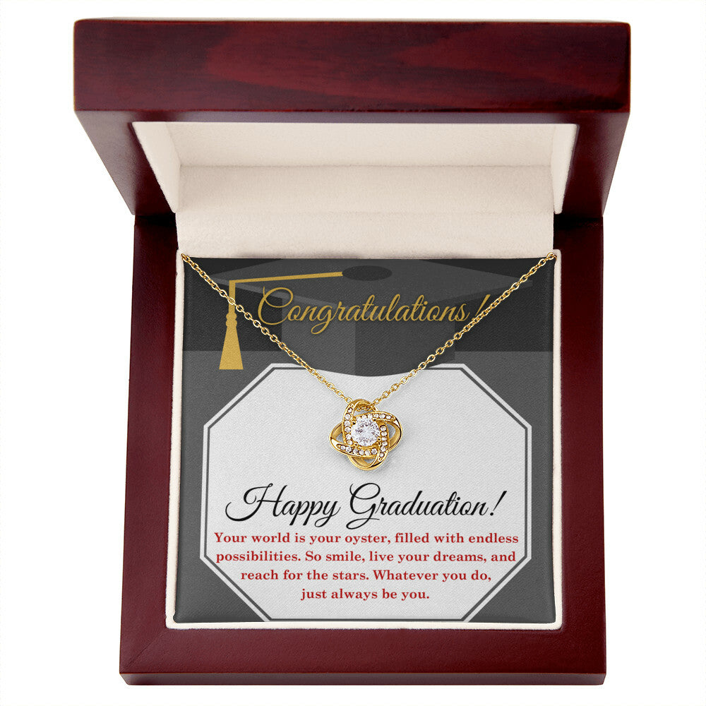 Happy Graduation, Your world is your oyster Necklace