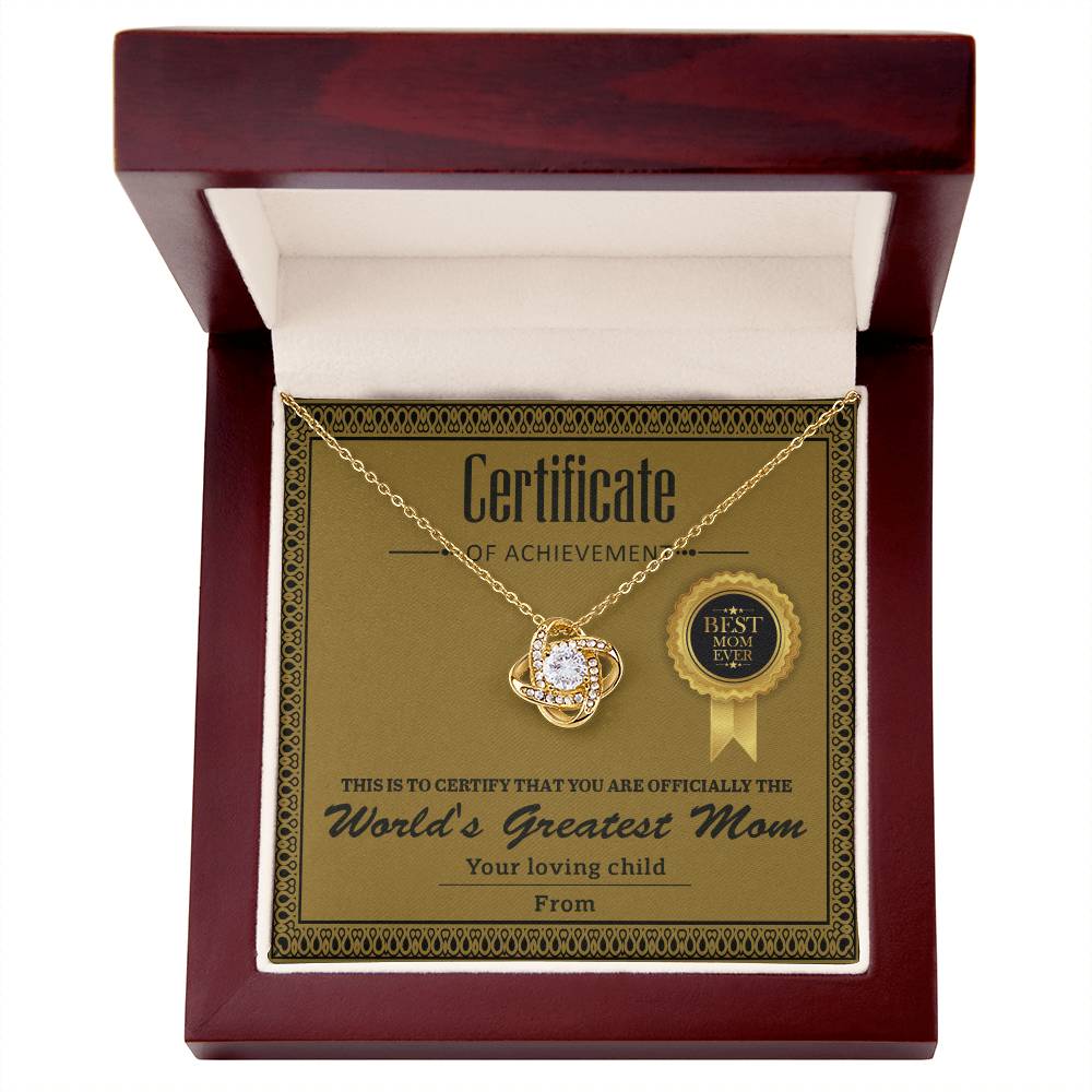 Mom Certificate Of Achievement Necklace