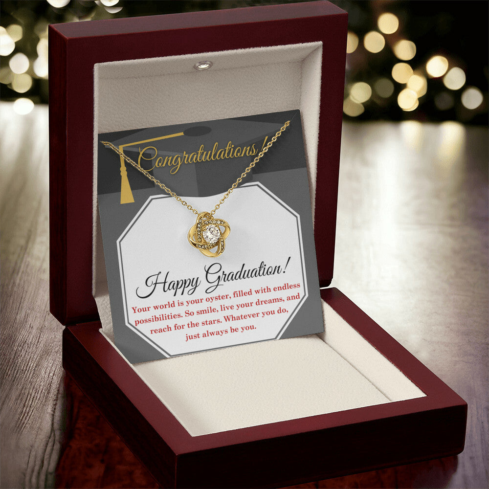 Happy Graduation, Your world is your oyster Necklace