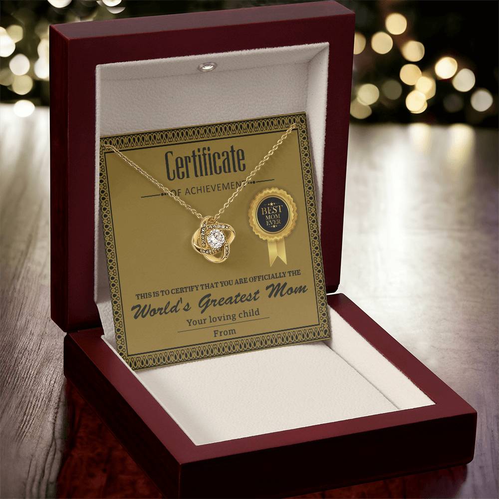 Mom Certificate Of Achievement Necklace