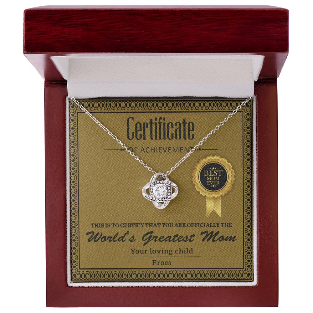 Mom Certificate Of Achievement Necklace