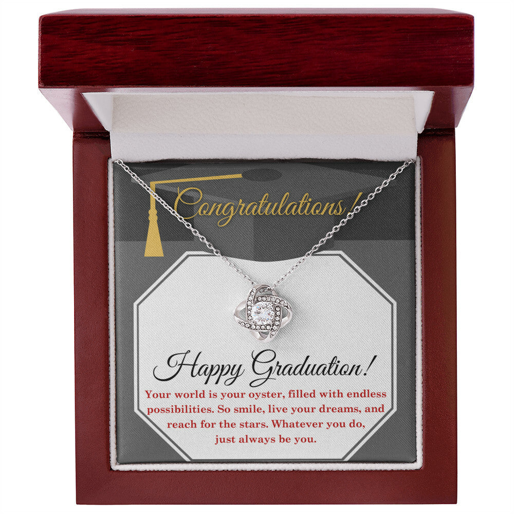 Happy Graduation, Your world is your oyster Necklace